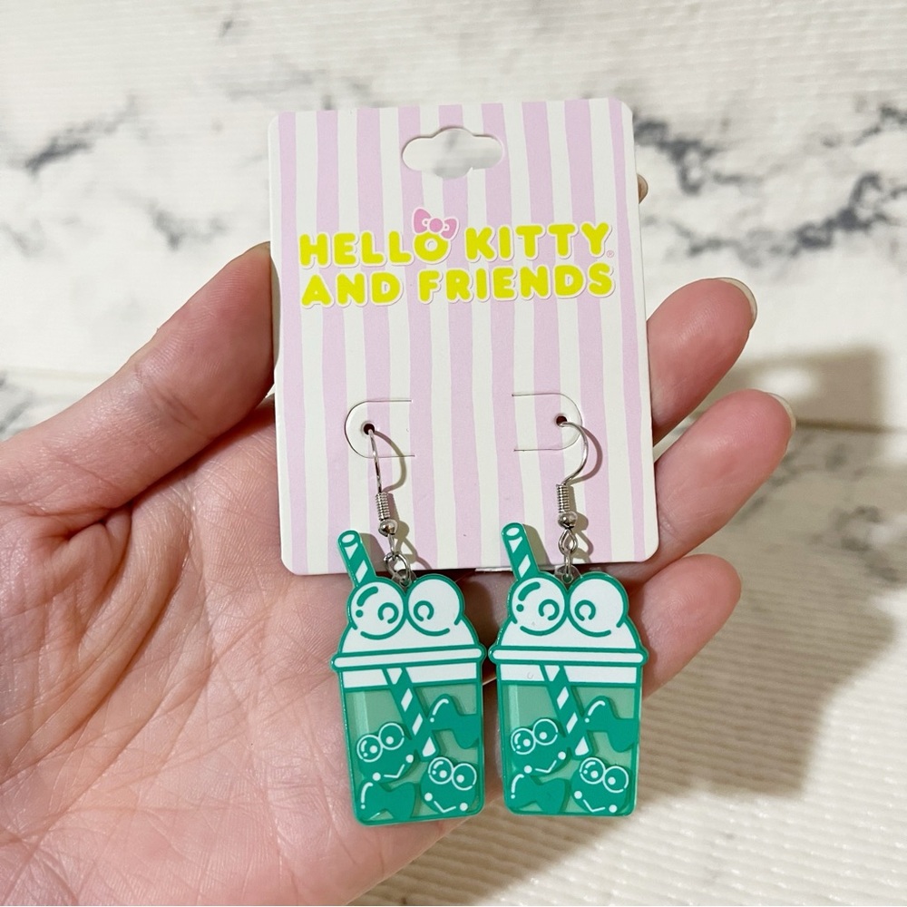 Keroppi Boba / Bubble Tea Dangle Earrings
